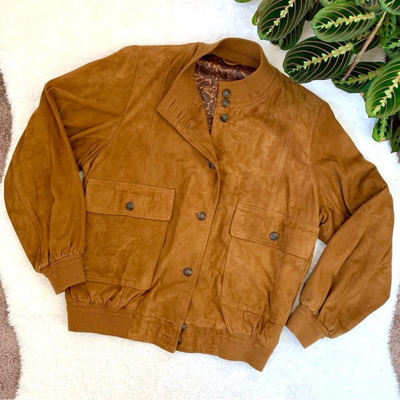 Vera Pelle Jackets & Blazers - Vintage Vera Pelle Italian Leather Brown Suede Bomber Jacket
